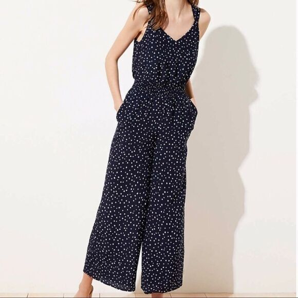 loft jumpsuit polka dot tie back - Picture 1 of 13